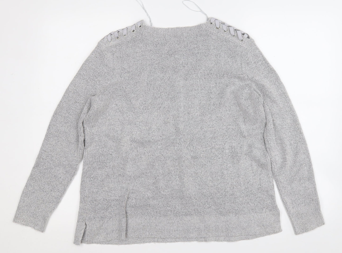 Marks and Spencer Womens Grey Round Neck  Acrylic Pullover Jumper Size 10