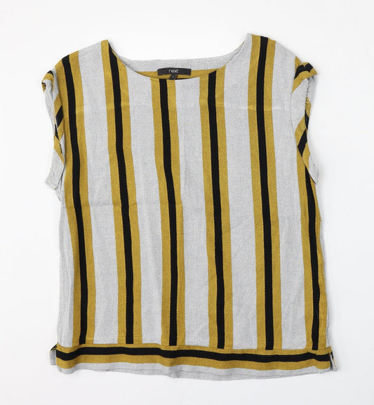 NEXT Womens Multicoloured Round Neck Striped Viscose Pullover Jumper Size 12