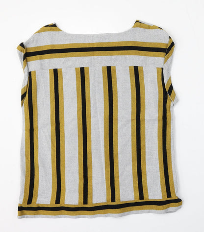Next Womens Multicoloured Round Neck Striped Viscose Pullover Jumper Size 12