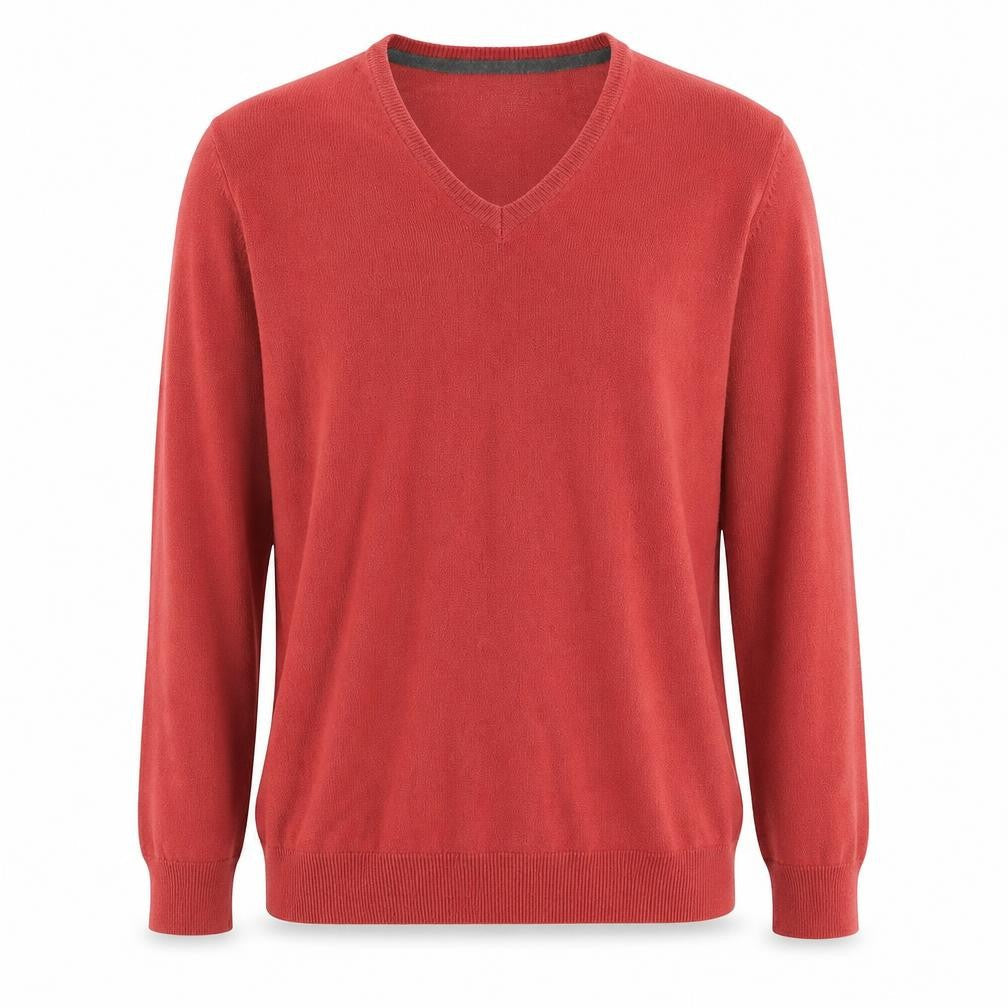 Marks & Spencer Mens Red V-Neck  Acrylic Pullover Jumper Size S