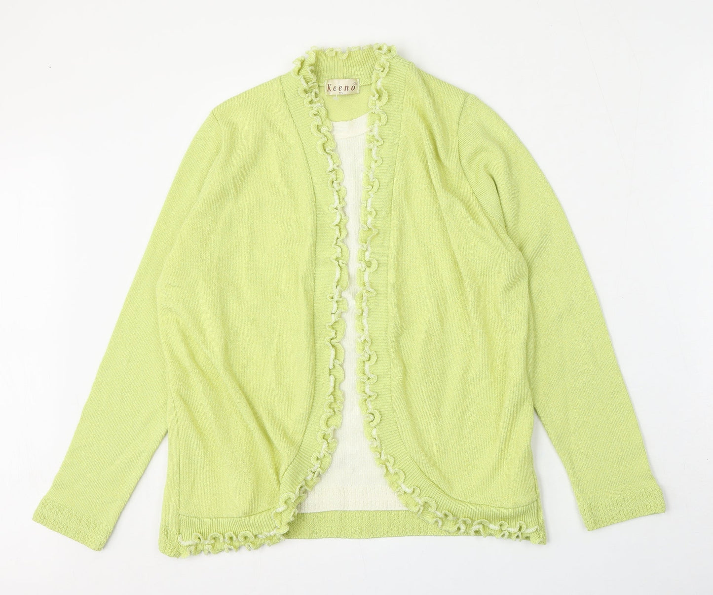 Keeno Womens Green Round Neck  Nylon Cardigan Jumper Size M
