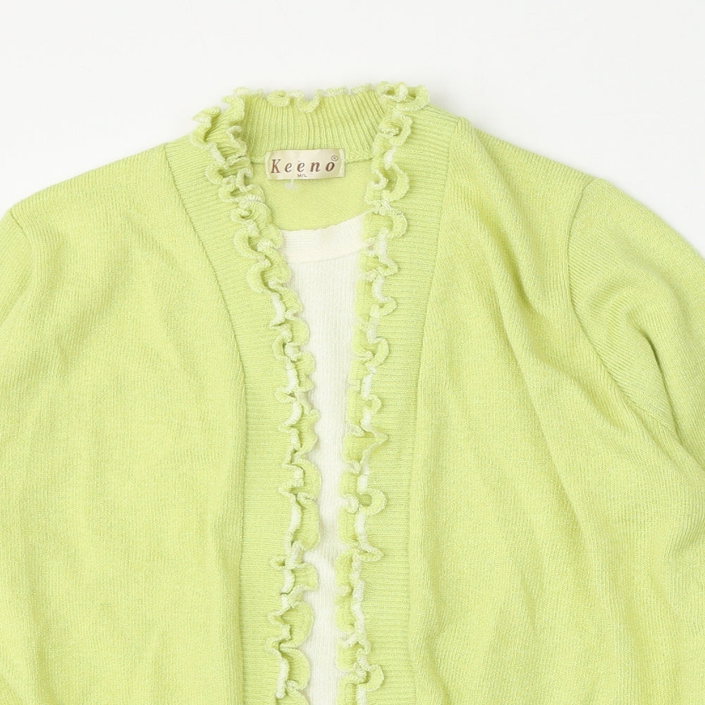 Keeno Womens Green Round Neck  Nylon Cardigan Jumper Size M