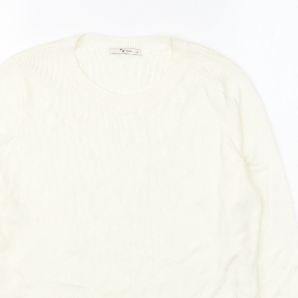 TU Womens Ivory Roll Neck  Viscose Pullover Jumper Size 14