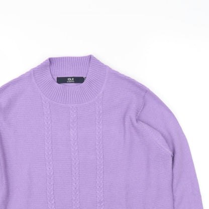 Preloved ISLE Essentials Womens Purple Round Neck  Acrylic Pullover Jumper Size 14 - Detail