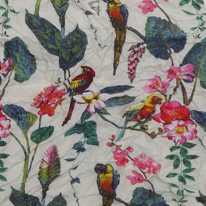 H&M Girls White Floral Viscose Basic Blouse Size 12 Years Round Neck Pullover