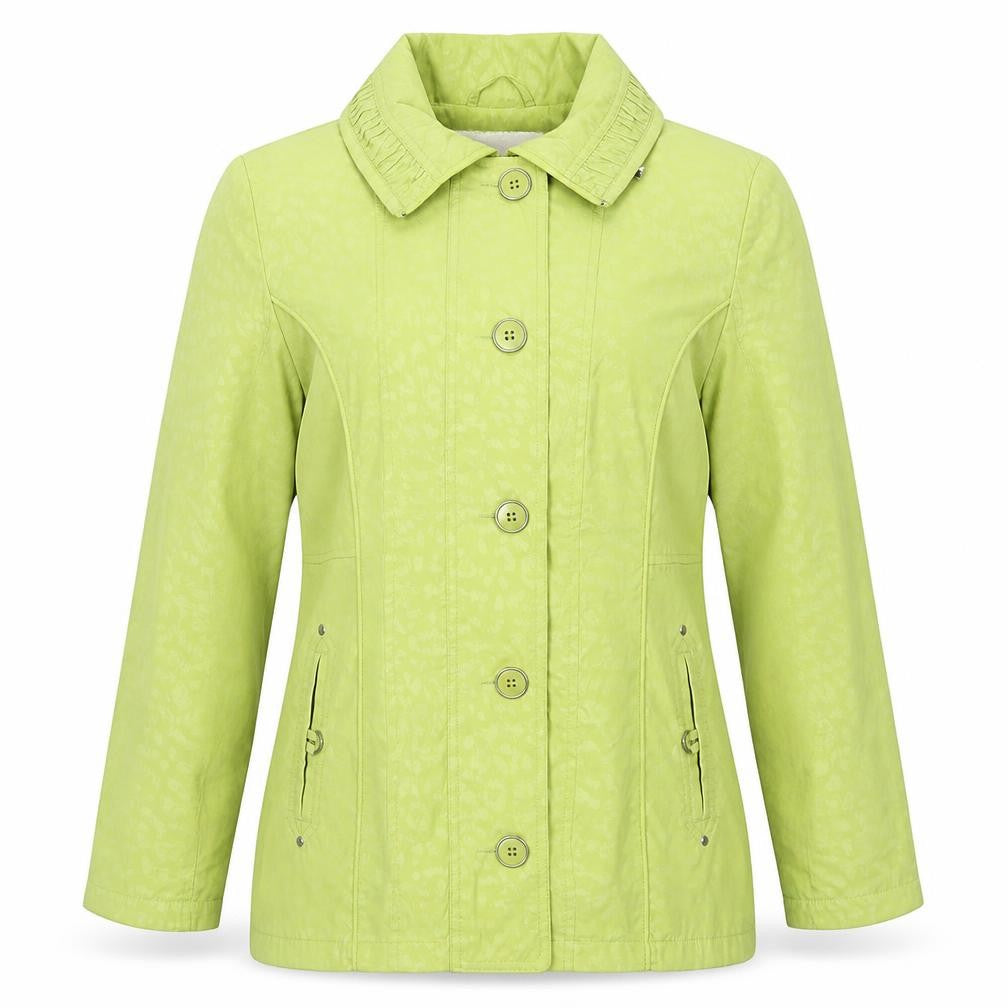 Isle Womens Green Animal Print  Jacket Coat Size 12  Zip