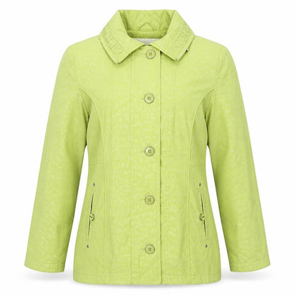 Isle Womens Green Animal Print  Jacket Coat Size 12  Zip