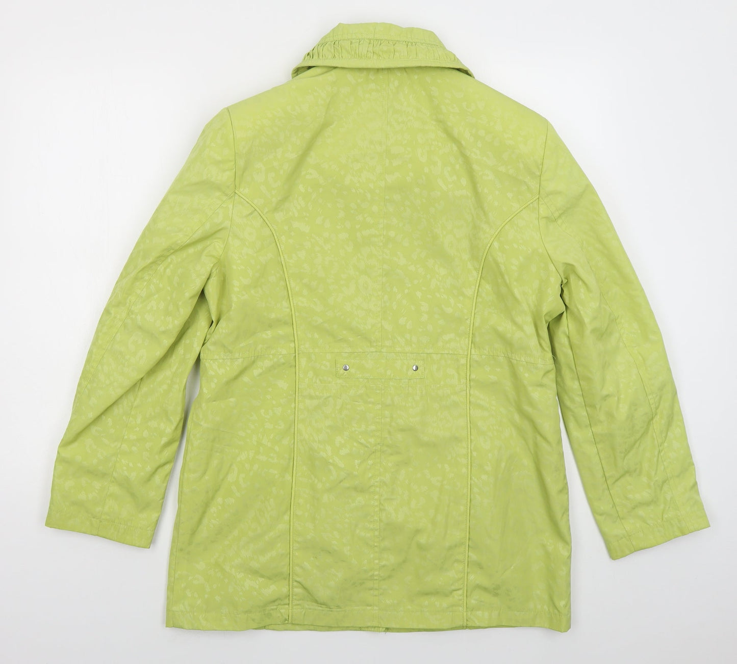 Isle Womens Green Animal Print  Jacket Coat Size 12  Zip