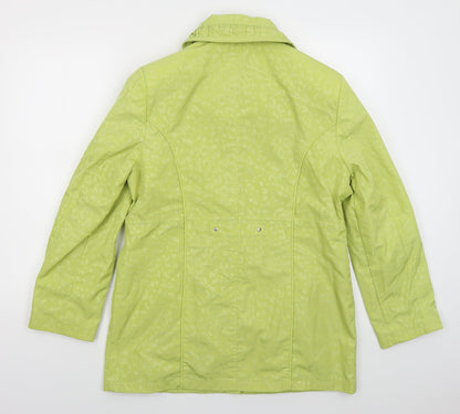 Isle Womens Green Animal Print  Jacket Coat Size 12  Zip
