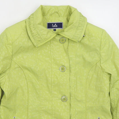 Isle Womens Green Animal Print  Jacket Coat Size 12  Zip