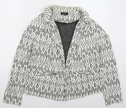 Soon Womens White Geometric  Jacket  Size 16