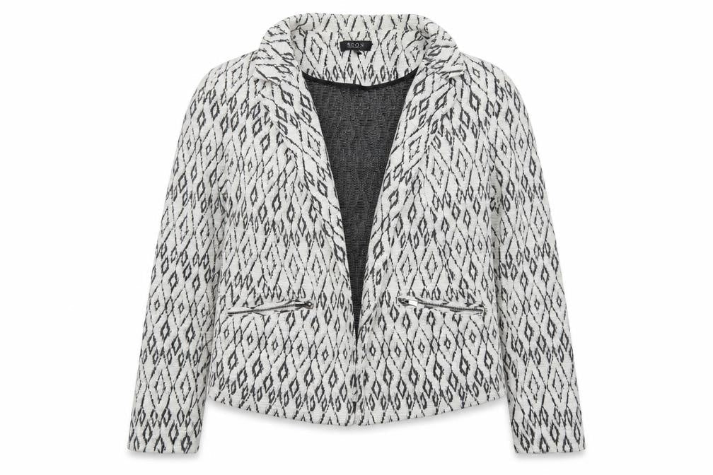 Soon Womens White Geometric  Jacket  Size 16