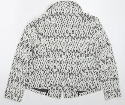 Soon Womens White Geometric  Jacket  Size 16