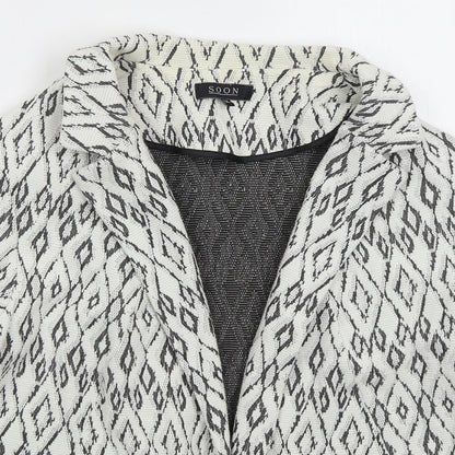 Soon Womens White Geometric  Jacket  Size 16