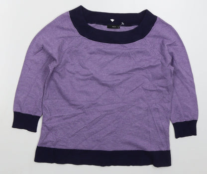 M&Co Womens Purple Boat Neck  Acrylic Pullover Jumper Size 12