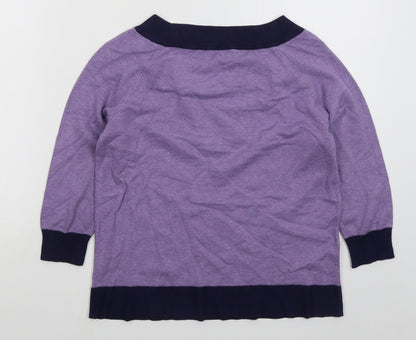 M&Co Womens Purple Boat Neck  Acrylic Pullover Jumper Size 12