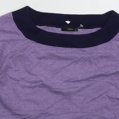 M&Co Womens Purple Boat Neck  Acrylic Pullover Jumper Size 12