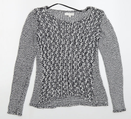 Kenar Womens Black Round Neck  Cotton Pullover Jumper Size M
