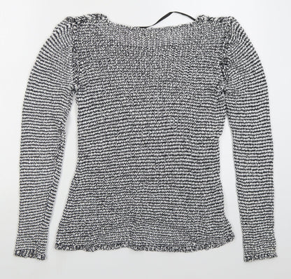 Kenar Womens Black Round Neck  Cotton Pullover Jumper Size M
