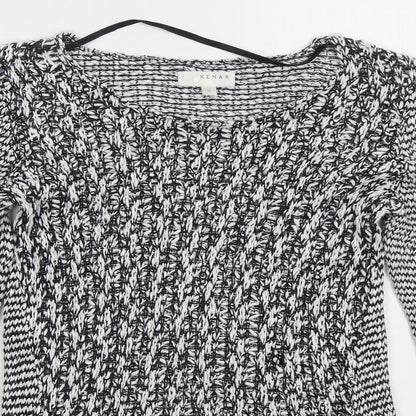 Kenar Womens Black Round Neck  Cotton Pullover Jumper Size M