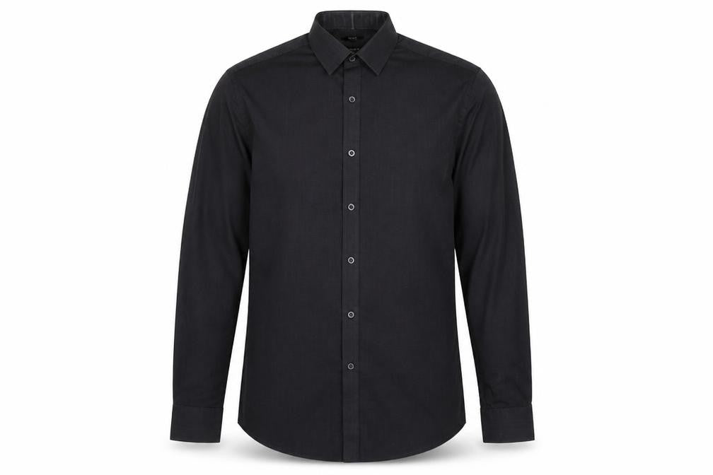 F&F Mens Black  Polyester  Button-Up Size 15.5 Collared Button