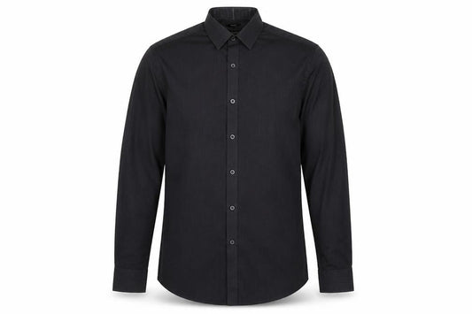 F&F Mens Black  Polyester  Button-Up Size 15.5 Collared Button