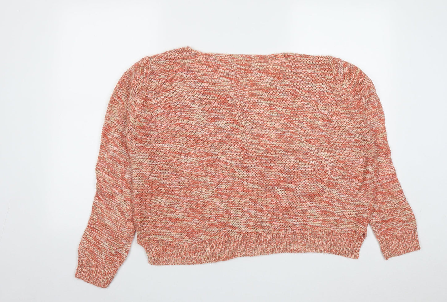 Papaya Womens Orange V-Neck  Acrylic Pullover Jumper Size L