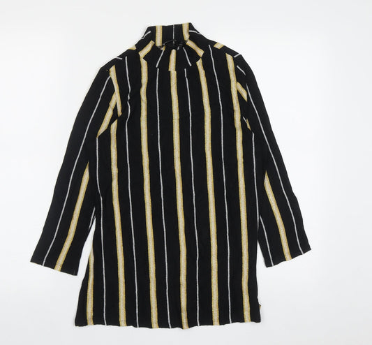 F&F Womens Multicoloured High Neck Striped Viscose Pullover Jumper Size 14