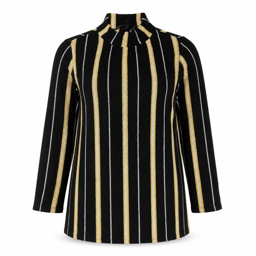 F&F Womens Multicoloured High Neck Striped Viscose Pullover Jumper Size 14