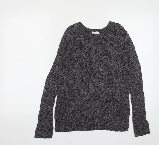 H&M Womens Grey Round Neck  Cotton Pullover Jumper Size S