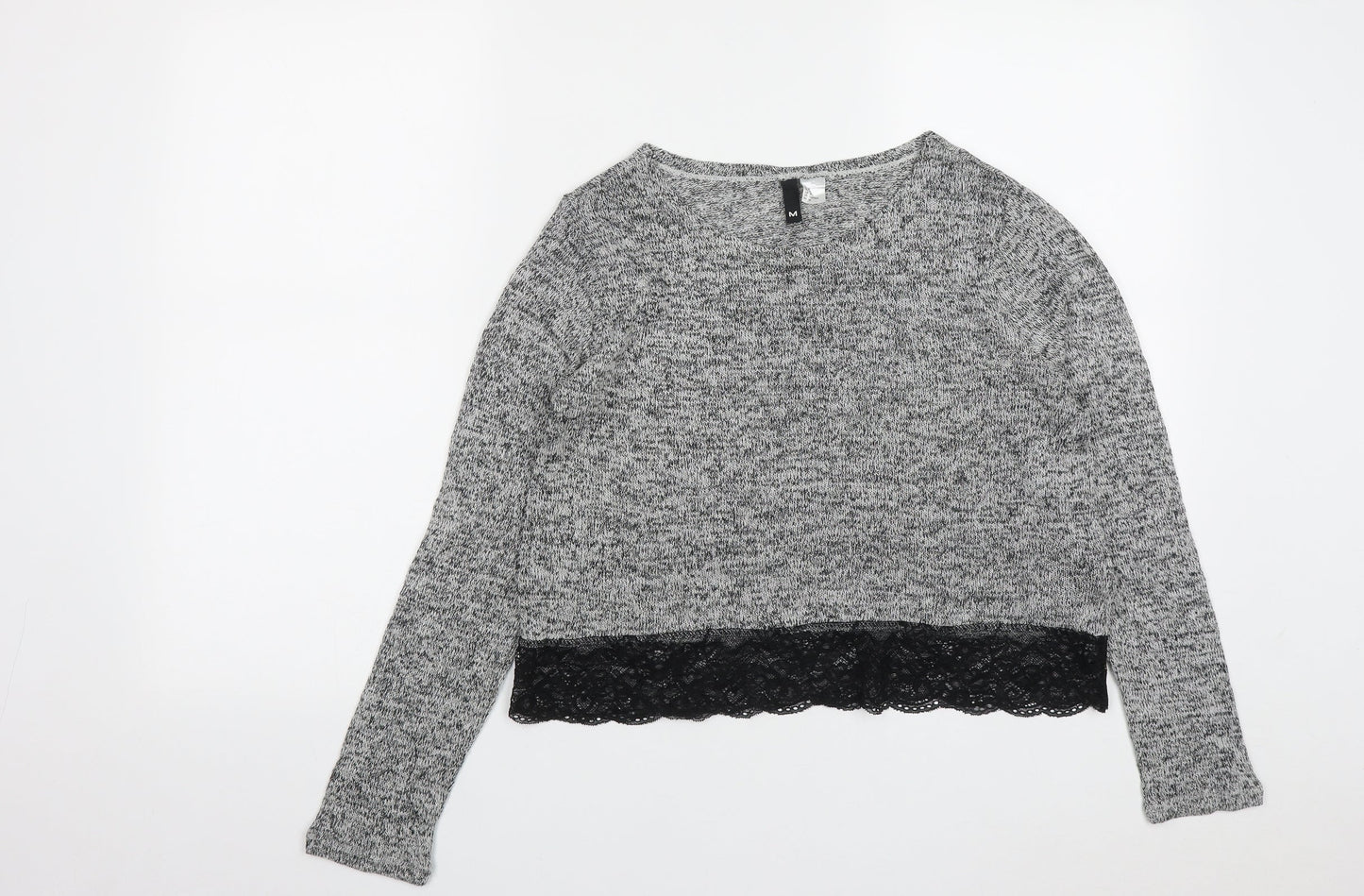 H&M Womens Grey Round Neck  Viscose Pullover Jumper Size M