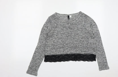 H&M Womens Grey Round Neck  Viscose Pullover Jumper Size M