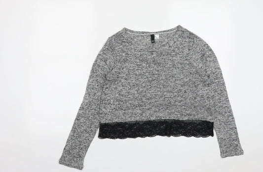 H&M Womens Grey Round Neck  Viscose Pullover Jumper Size M