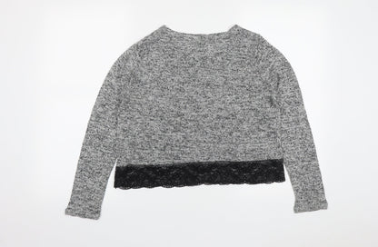 H&M Womens Grey Round Neck  Viscose Pullover Jumper Size M