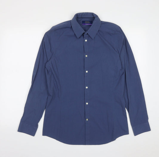 Burton Mens Blue  Polyester  Button-Up Size M Collared Button