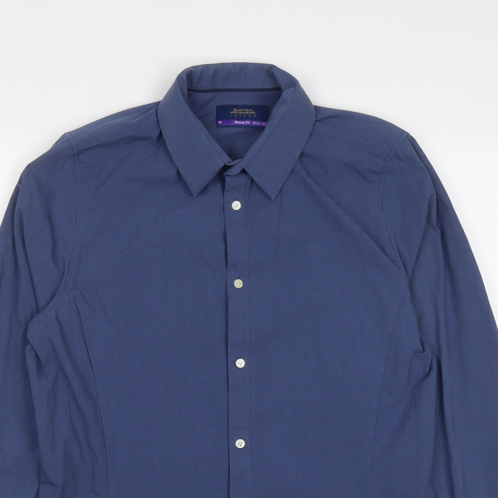 Burton Mens Blue  Polyester  Button-Up Size M Collared Button