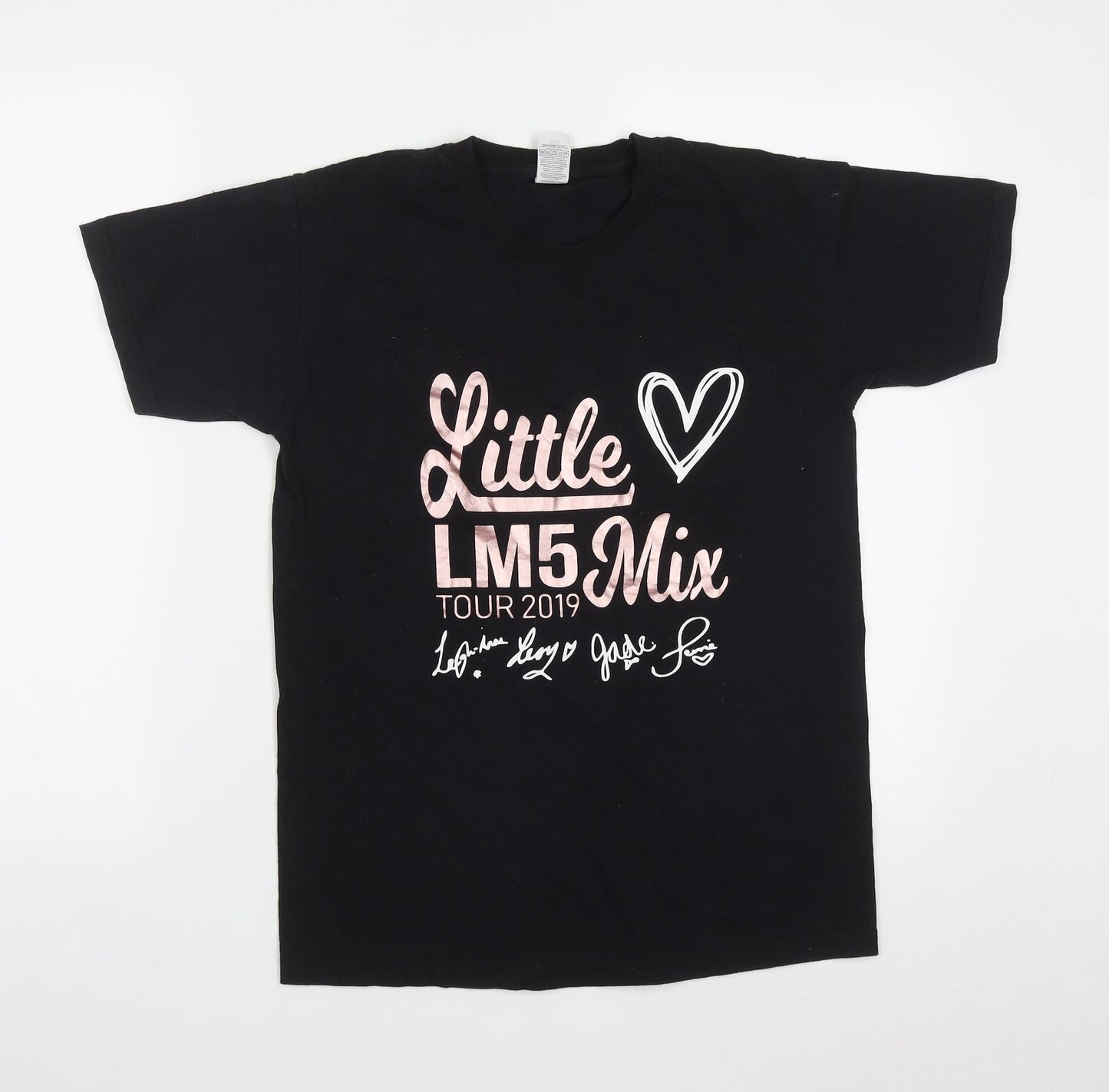 Fruit of the Loom Womens Black  Cotton Basic T-Shirt Size S Round Neck - Little Mix