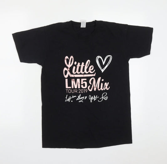 Fruit of the Loom Womens Black  Cotton Basic T-Shirt Size S Round Neck - Little Mix