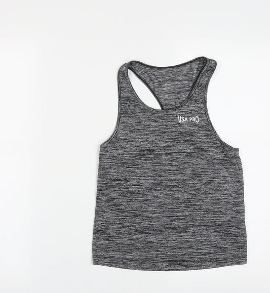 USA Pro Girls Grey  Polyester Basic Tank Size 9-10 Years Round Neck