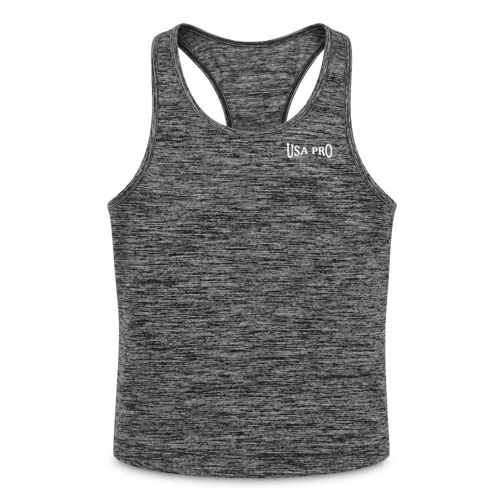 USA Pro Girls Grey  Polyester Basic Tank Size 9-10 Years Round Neck