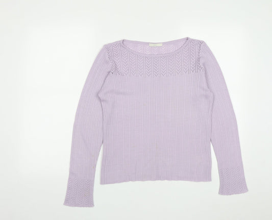Marks and Spencer Womens Purple Round Neck  Acrylic Pullover Jumper Size 14