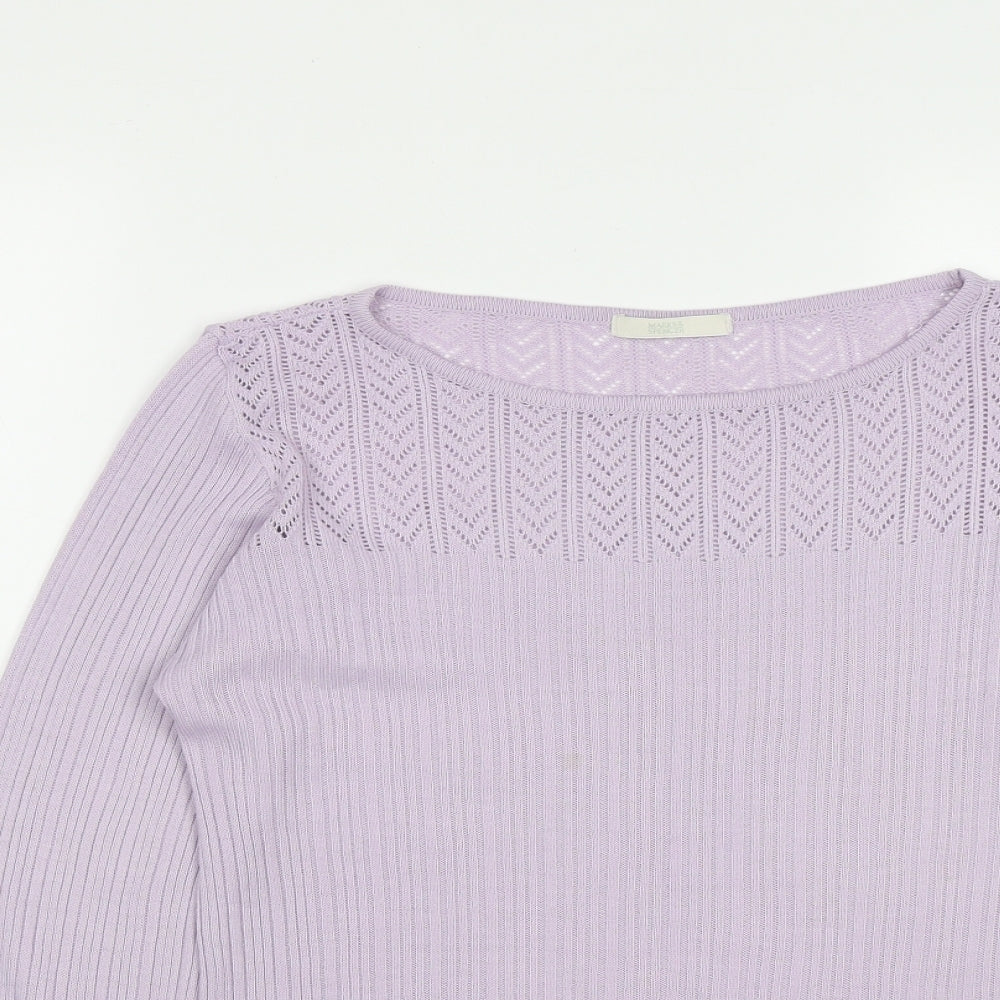 Marks and Spencer Womens Purple Round Neck  Acrylic Pullover Jumper Size 14