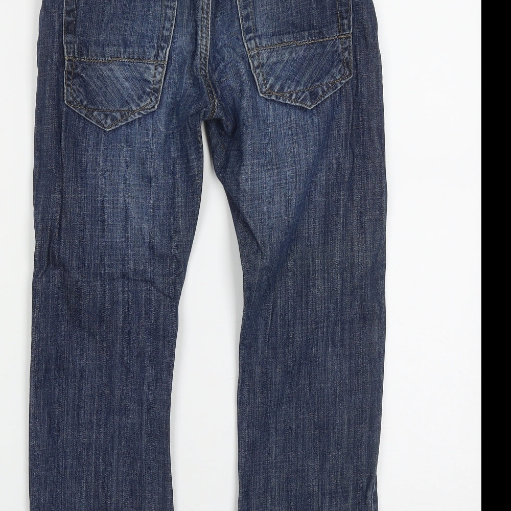 Matalan Boys Blue  Cotton Straight Jeans Size 9 Months L22 in Regular Drawstring