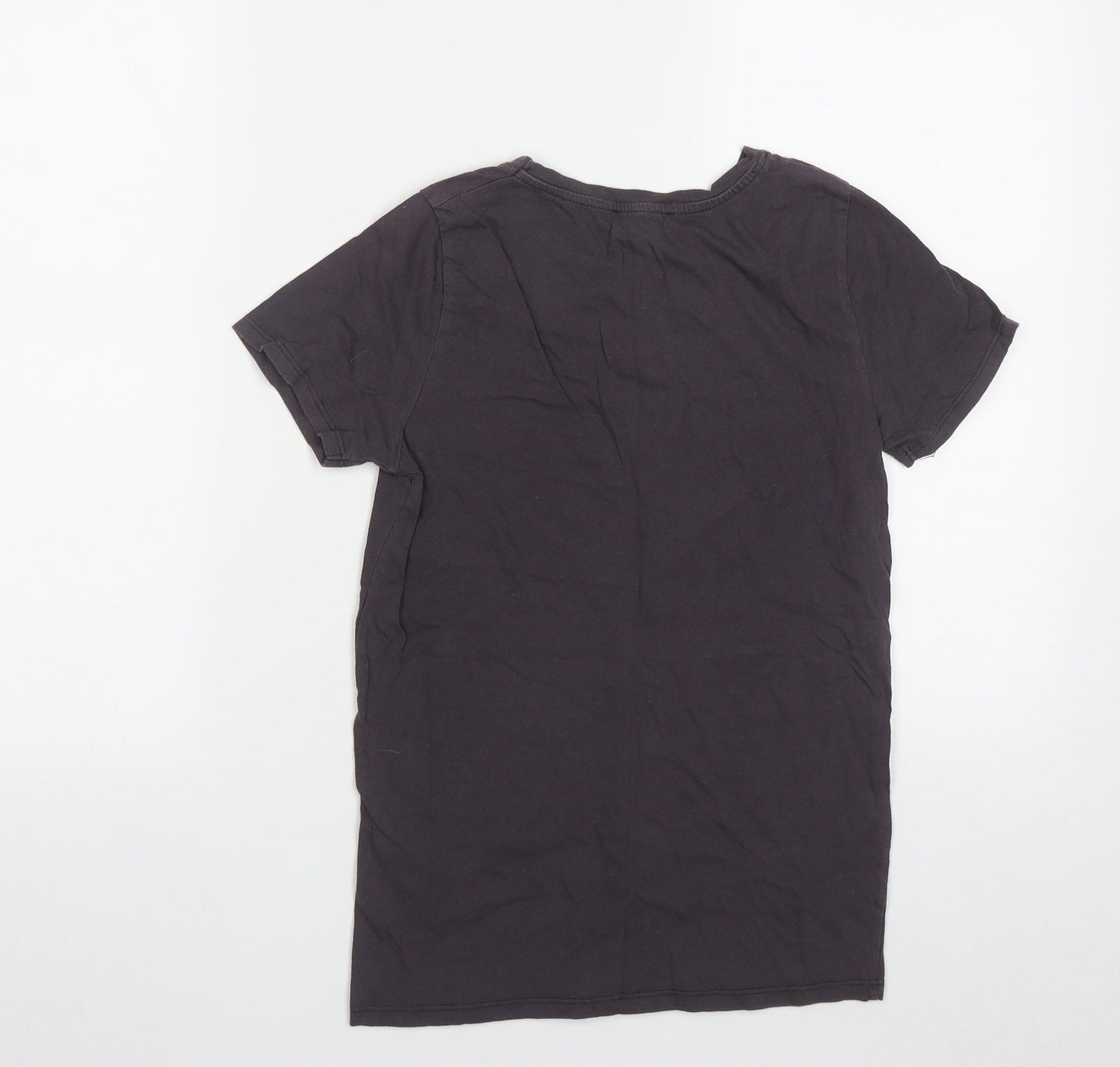 New Look Womens Purple  Cotton Basic T-Shirt Size 6 Round Neck
