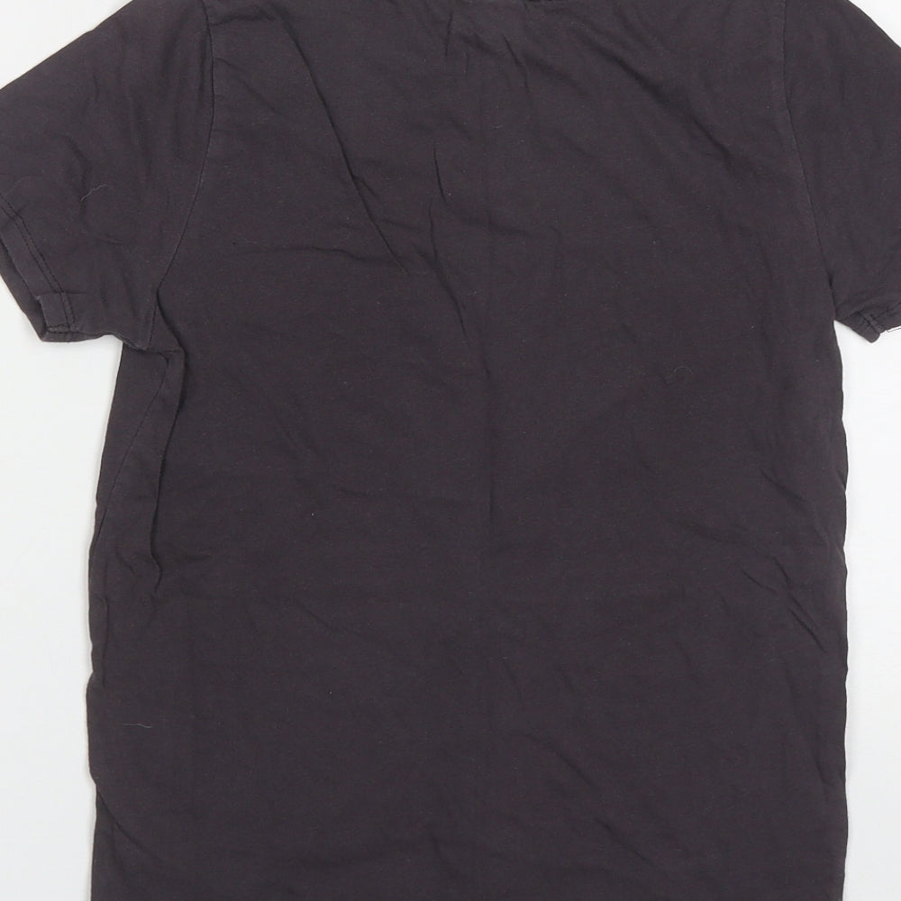 New Look Womens Purple  Cotton Basic T-Shirt Size 6 Round Neck