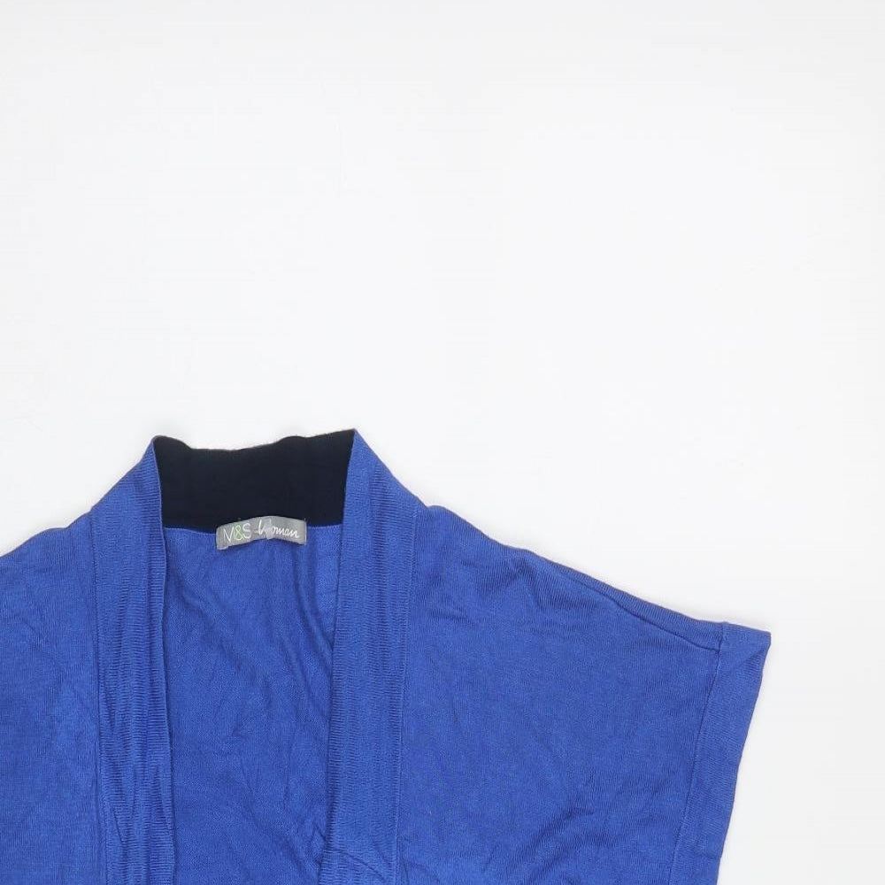 Marks and Spencer Womens Blue V-Neck  Viscose Shrug Jumper Size 12