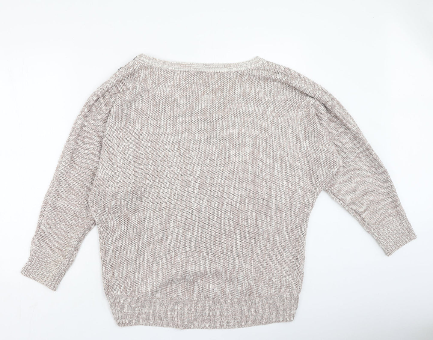 Peacocks Womens Beige Round Neck  Acrylic Pullover Jumper Size L