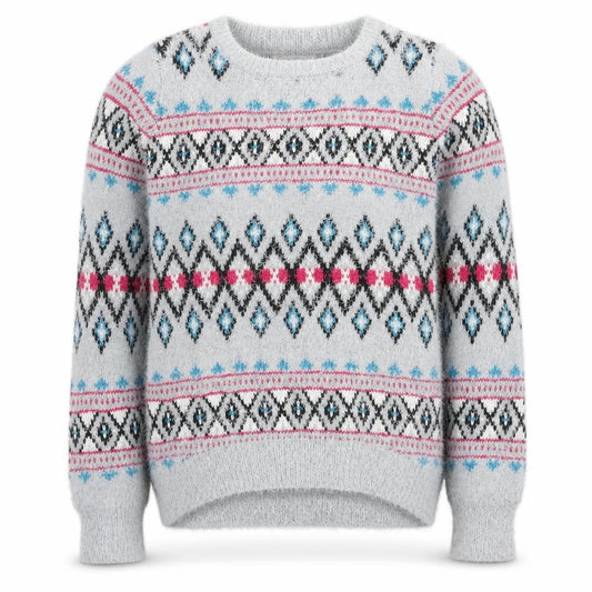 Cherokee Girls Multicoloured Round Neck Geometric Acrylic Pullover Jumper Size 9-10 Years