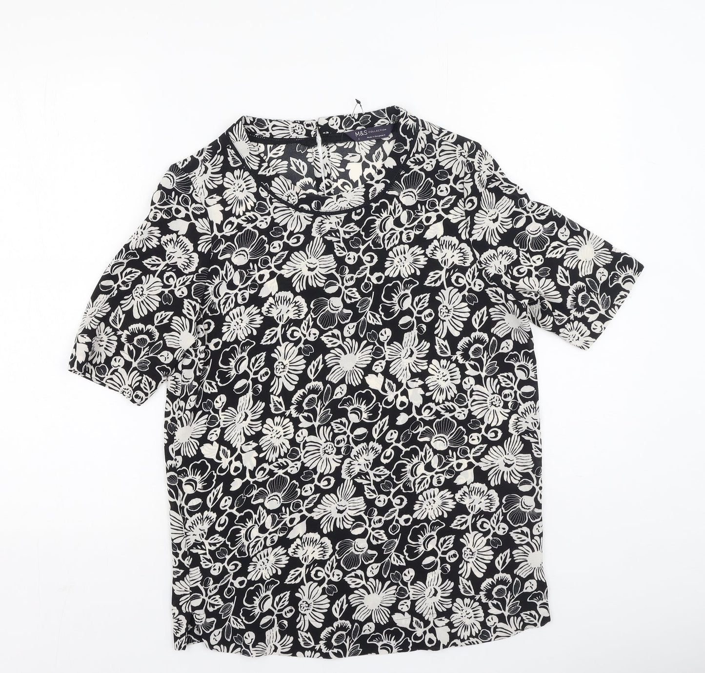 Marks and Spencer Womens Multicoloured Floral Polyester Basic Blouse Size 6 Round Neck