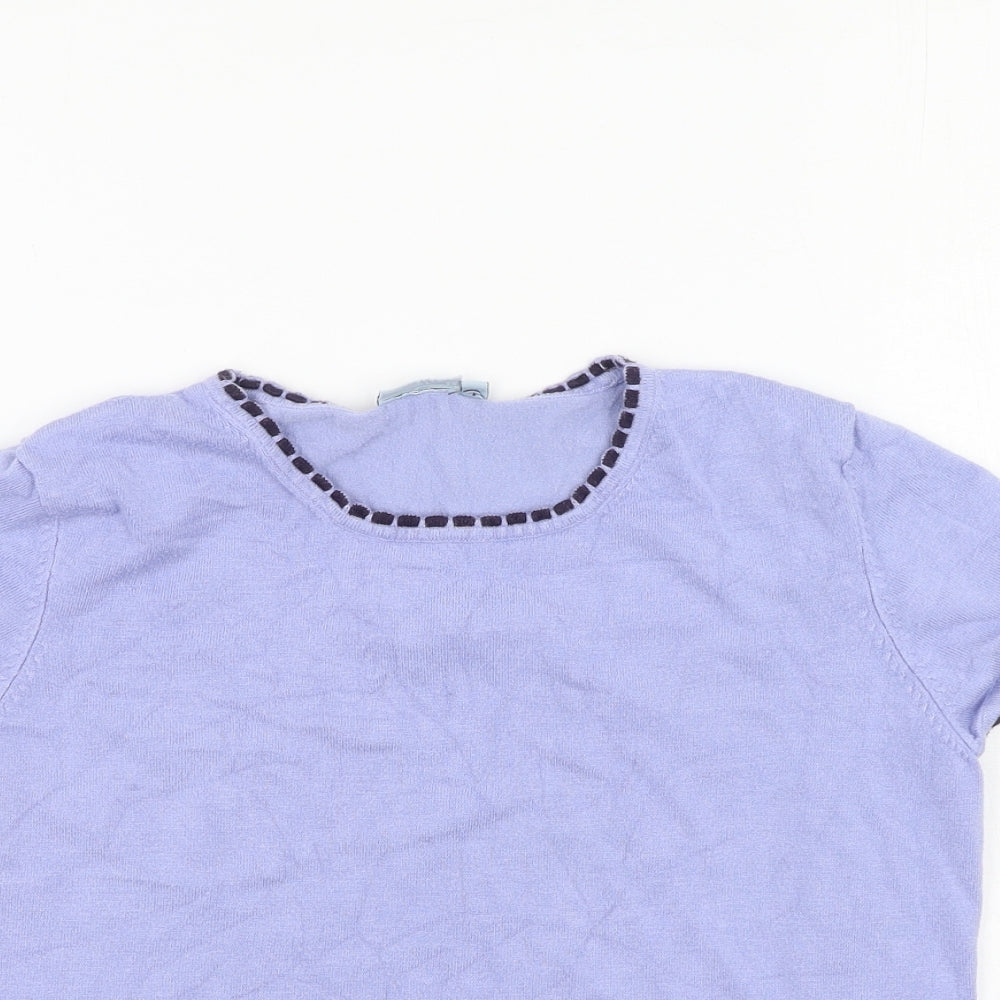 Anne Brooks Womens Purple  Viscose Basic T-Shirt Size 12 Round Neck